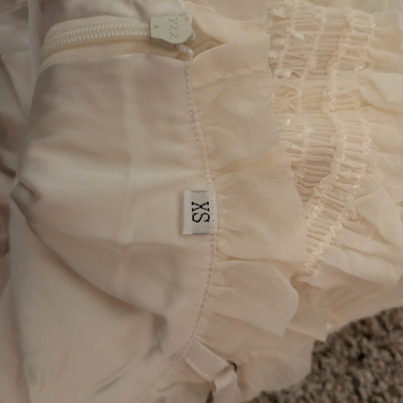 Lyrical Elegance Ruched Ruffle Ivory White Maxi Dress - Picture 9 of 9